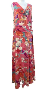 Soft Surrounding Dress Womens 1X Pink Long Tropical Floral Lightweight Summer - Picture 1 of 11