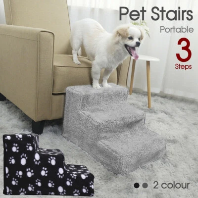 Pet Stairs 3 Steps Portable Cat Dog Ladder w/ Cover Step Ramp Climb For Pup Play - image 1 of 3