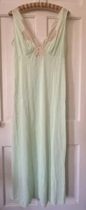 Vtg Kayser Key Lime Green Grecian Goddess Nylon Sexy Long Nightgown Lace M L 38 - Picture 1 of 6