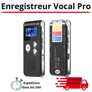 Enregistreur Vocal PRO Lecteur MP3 Dictaphone statique Son Haute Qualité 8 Go - Foto 1 di 3