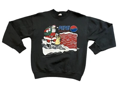 Sudadera De Colección Años 90 Pepsi Fruit of the Loom Navidad Cuello Redondo Santa Negra Talla L Foto 1 de 4