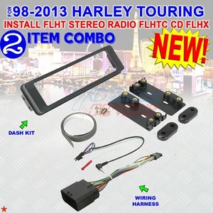 98-2013 HARLEY TOURING INSTALL ADAPTER FLHT STEREO RADIO FLHTC CD DASH KIT FLHX - Picture 1 of 12