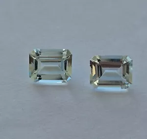 4 -carat greenish aquamarine gemstone 9.20×7.20 mm Aquamarine Emerald shape pair - Picture 1 of 12