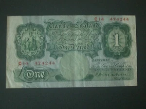 **Billete decente MAHON 'C50' nítido £1 'VF' 1928*** - Imagen 1 de 10