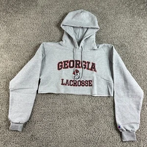 Georgia Bulldogs Hoodie Womens S Gray Cropped Lacrosse LAX Sweatshirt Champion - Picture 1 of 8