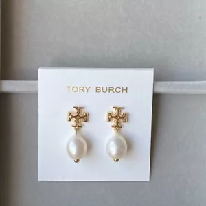 Tory Burch KIRA Pearl Drop Earrings Gold - Picture 1 of 4