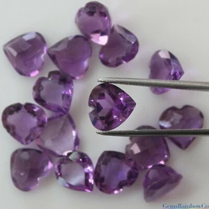 Natural Purple Amethyst Heart Faceted 7 mm to 10 mm Loose gemstone AAA, 2 pc/lot - Picture 1 of 9