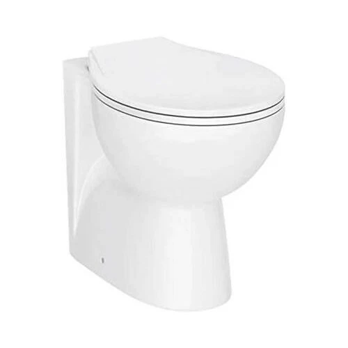 VEEBATH Bathroom Toilet Back to Wall BTW Pan Soft Close Seat Round 515 White Ceramic WC