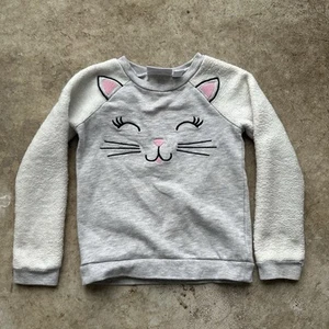 Children's Place Cat Face Sweatshirt with Embroidered Ears and Whiskers Size 4T - Picture 1 of 6