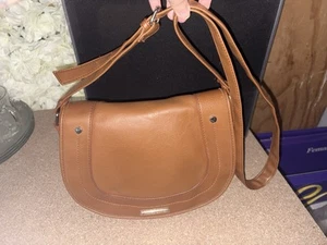 Nine West Brown/tan Leather Satchel Crossbody Purse Boho, Country, 90’s Flawed - Imagen 1 de 11