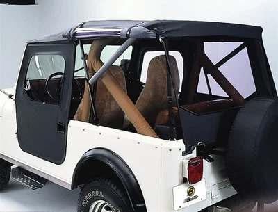 Bestop 51408-01 Tigertop Soft Top Black w/1 pc. Full Fabric Doors For Jeep CJ7 - Image 1 of 4