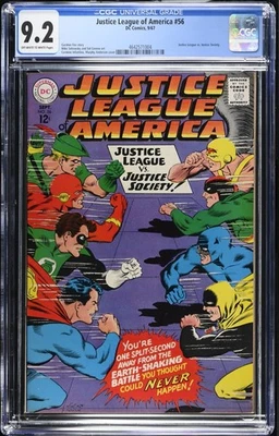 JUSTICE LEAGUE OF AMERICA #56 - CGC 9.2 - OW/WP - JLA VS JUSTICE SOCIETY - Image 1 of 2