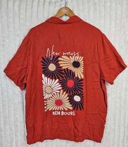 Denim & Flower Ricky Singh Viscose Orange New Ways New Doors Button Down XL NWT - Picture 1 of 5