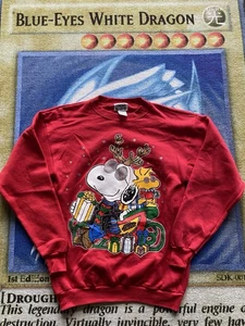 Vintage 80s 90s Peanuts Christmas Snoopy Sweatshirt Fits Medium Charlie Brown - Picture 1 of 8