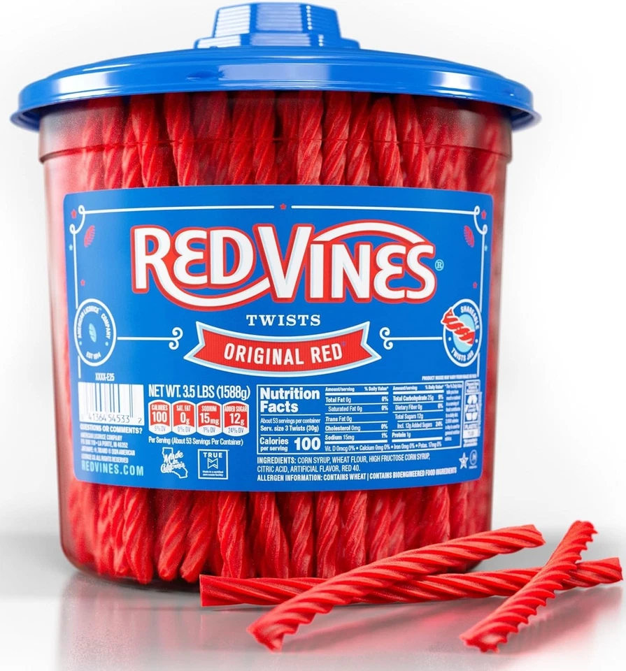 Red Vines Twists Original Chewy Candy, frasco tamanho festa 3,5 lb - Imagem 1 de 1