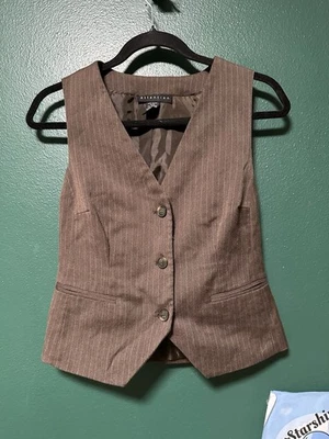 Chaleco Top Vintage Y2K S Pequeño Marrón Ajustable Lois Lane Look Business Boss Alt  Foto 1 de 4