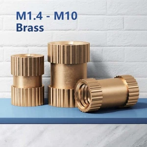Thread Knurled Brass Threaded Heat Set Heat Resistant Insert Embedment M1.4-M10 - Picture 1 of 9
