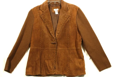 Chaqueta de cuero para mujer talla L marrón 1 botón Stonebridge Foto 1 de 4