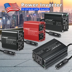 Car 200W 300W Power Inverter 12V to 110V 120V Converter Adapter USB Red Black - Picture 1 of 46