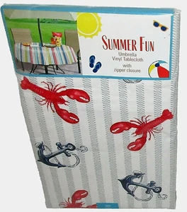 MANTEL PARAGUAS NÁUTICO/COSTERO con Cierre de Cremallera 70" Redondo LOBSTERS - Imagen 1 de 1