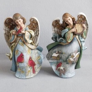 Joseph's Studio Roman, Inc. Engel halten Kardinal und halten Harfenfiguren - Bild 1 von 6