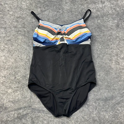 Beach Betty Swimsuit Womens Plus 2X Black Striped Keyhole One Piece Built in Bra - Image 1 of 4