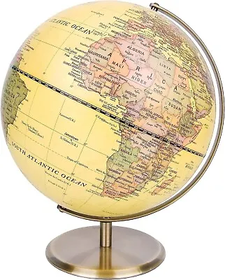 12''/30Cm World Antique Metal Arc And Base Bronzed Large Rotating Globe Educatio • 119.92$