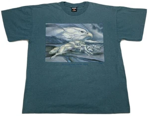 Vintage Woodland Park Zoo Seattle Eagle & Wolves Blue Shirt XL Made USA 90s - Picture 1 of 8