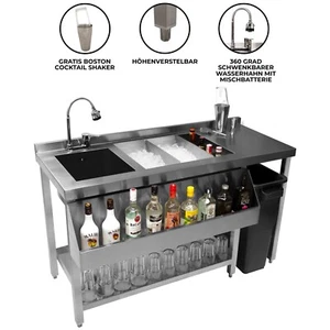 Cocktail Bar Station Theke Cocktailtheke Bartheke Edelstahl Gastro Professionell - Bild 1 von 12