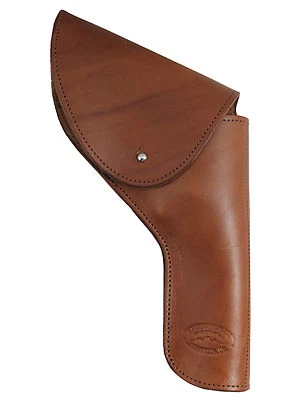 New Barsony Brown Leather OWB Flap Holster for 4" Revolvers - Image 1 of 4