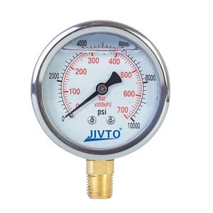 Pressure Gauge,Glycerin Filled,2-1/2" Dia,0-10000 psi,1/4 NPT lower mount - Picture 1 of 15