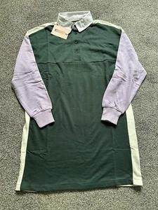 BNWT Womens MISSGUIDED Dress Green Colour Block Rugby Shirt Dress Size 6 - Picture 1 of 5