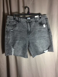 Time And True Womens Shorts Size 20 Black Acid Wash Cutoff Bermuda - Picture 1 of 4