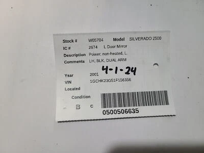 Used Left Door Mirror fits: 2001 Chevrolet Silverado 2500 pickup Power non-heate — 第 1/4 张图片