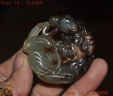 2.2"China Hetian Old jade Feng Shui immortal Belle Fairy statue amulet pendant