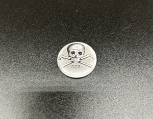 Skull And Bones 322 The Order The Brotherhood Of Death Black Grey & White Pin - Picture 1 of 6