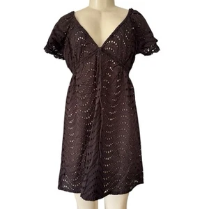 Copricostume da bagno La Blanca babydoll marrone occhiello coulisse vita resort sulla spiaggia M/L - Foto 1 di 10