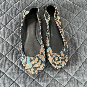 Tory Burch Ballet Flats Women’s 8.5 Shoes Floral Satin Round Toe - Picture 1 of 11