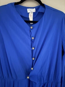 Vintage Sears Jumpsuit Damen Gr. 16 Blau Nylon Made In USA Retro Disco 1960-70er  - Bild 1 von 14