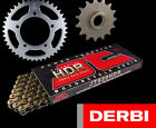 Derbi 50 Senda Sm X-Treme 06-08 Gold Heavy Duty Hdr Chain & Sprocket Set Kit