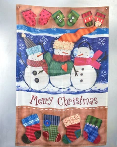 Merry Christmas Wishes From 3 Snowmen-Garden Flag/Holiday Banner-Christian - Picture 1 of 11