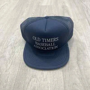 VINTAGE 1980s Old Timers Baseball Association Trucker Snapback HAT 80s Blue - Picture 1 of 5