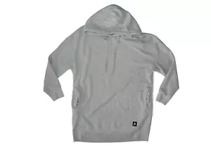 CONVERSE Gray Cotton Warm LONG-OVERSIZED HOODIE Casual Gym Sweatshirt Women's XL - Picture 1 of 7