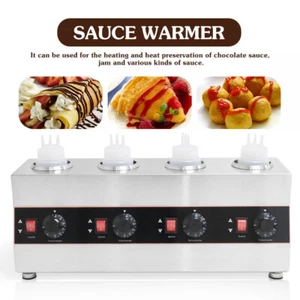 4 Bottle Commercial Electric Hot Chocolate Sauce Warmer Cheese Jam Melt Maker - Picture 1 of 17