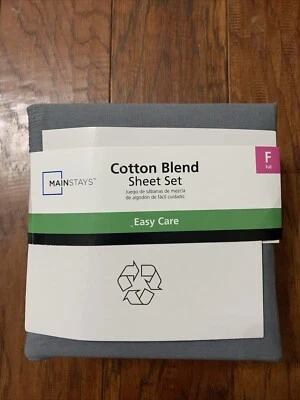 Mainstays  Gray Sheets Soft Full Size 1 Flat & 1 Fitted Sheet 2 Pillowcases New - Image 1 of 4