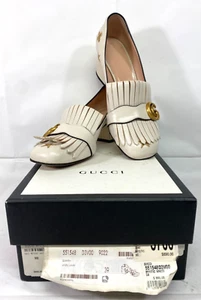 Gucci Quentin Marmon Pumps Fringe Ivory Leather in Mystic White - Size US 8.5 - Picture 1 of 15