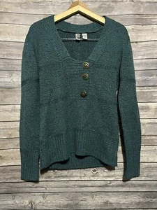 BKE Junior/Damen grüner Langarm Pullover XL Knopf V-Ausschnitt - Bild 1 von 8
