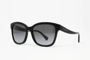 New! Coach Women's Polarized Sunglasses Black Frame Grey Gradient Lens 56mm - Picture 1 of 5
