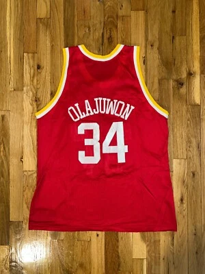 HAKEEM OLAJUWON Houston Rockets Vintage Champion Jersey 48 NBA Drexler Barkley - Image 1 of 4