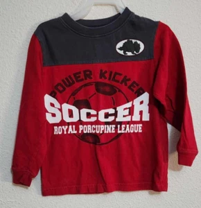 Boys 5T Long-Sleeve Soccer Print T-Shirt Red & Gray - Picture 1 of 3